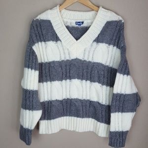 Keds striped v neck sweater.